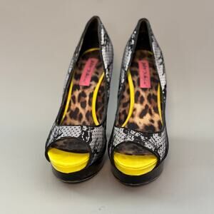Betsey Johnson Yellow Leopard Print Platform Heels